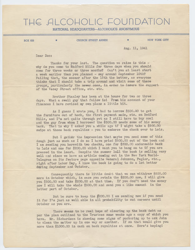 Bill Wilson letter