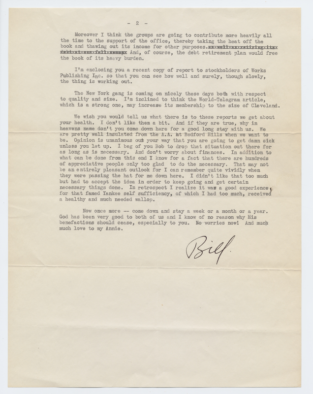 Bill Wilson letter