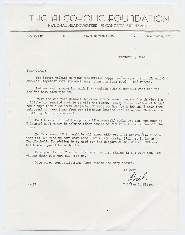Bill Wilson letter