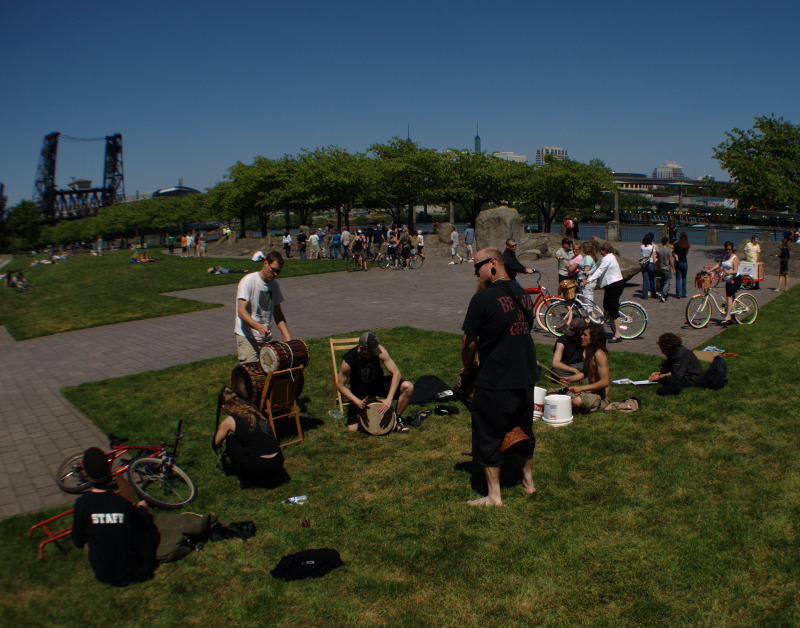 drum circle in North Waterfront Park