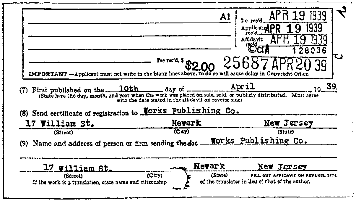 Big Book Copyright, back side